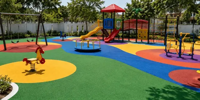 Colourful EPDM rubber playground surfacing