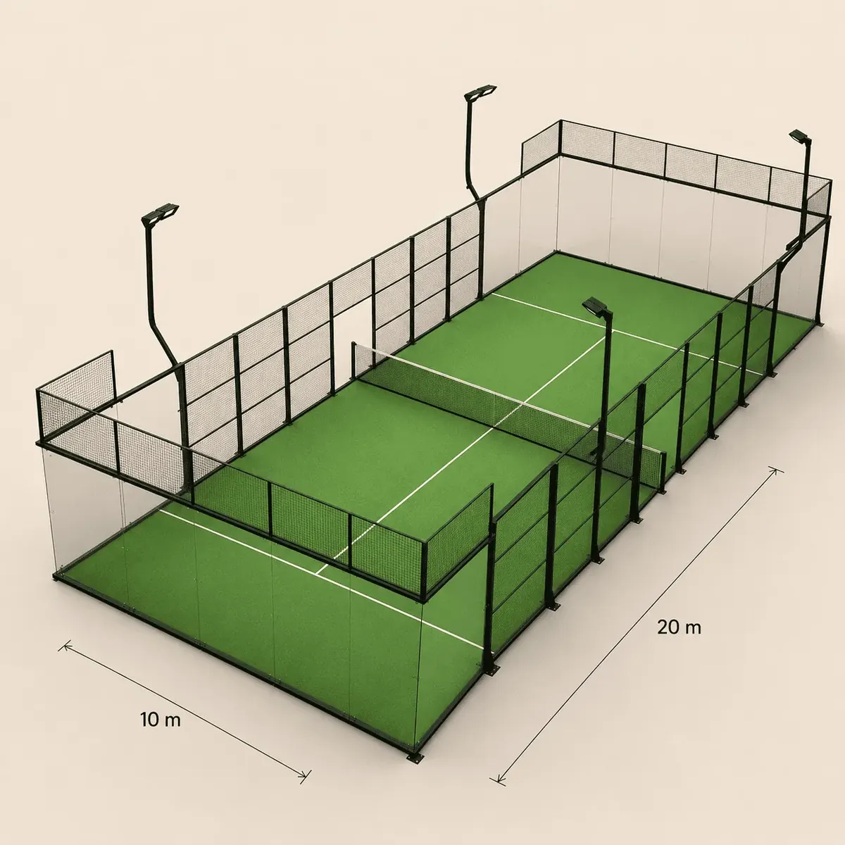 ILAN Ultra Panoramic padel court render in green, colour option
