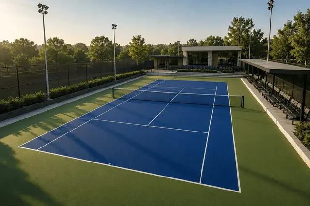 ILAN tennis court at dusk